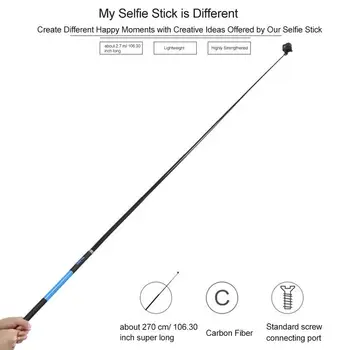 2.7 M Super Dlhých Uhlíkových Vlákien Selfie Stick Pre GoPro / YI / SJCAM Akčné Kamery Príslušenstvo Natiahnuté Káblové Ovládanie fotografovať