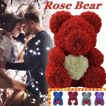 25 cm Rose Medveď Darčekové Mydlo Umelé Ruže Kvet Dekorácie Milovníkov Narodeniny Valentines Darčeky Pre Ženy Medveď