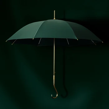 Luxusné Kovové Zlato Haed Dáždnik Dážď Ženy Dlho Zahnutá Rukoväť Dáždnik Nordic Veľké Vetru Dáždniky Parapluie Darčeky SY376