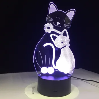 Roztomilý Flash Cat Lampa 7 Farieb Mení Atmosféru Nočného Svetla 3D Mačka Náladu Dotyk Lampy Domova Deti Darčeky Drop Shipping