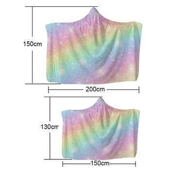 Rainbow Dizajn Nositeľné S Kapucňou Prikrývky Fantasy Flaušová Tkanina Domov Gauč Posteľ Zimné Prikrývky Cestovné Teplé Deky