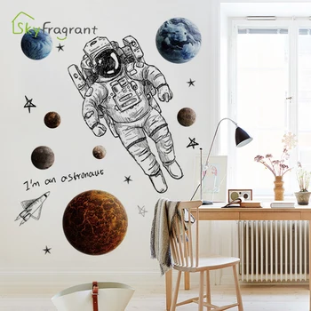 Priestor tému astronaut stenu, nálepky, spálňa, obývacia izba stenu decor samolepiace nálepky deti miestnosti dekorácie dom dekorácie